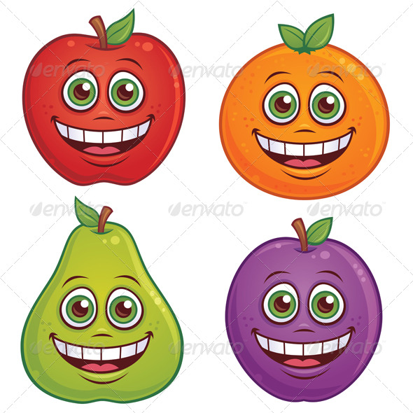 Cartoon Fruit Characters - Food Objects