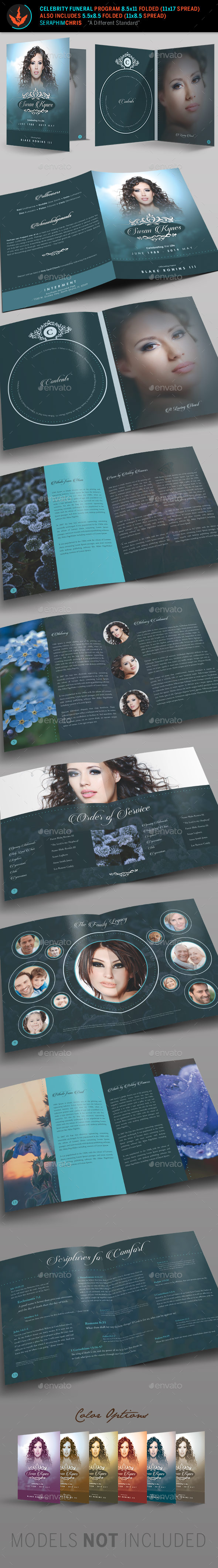 Celebrity Funeral Program: Bi-Fold Template - Informational Brochures