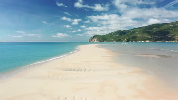 Aerial View of the Calm Bay Surrounded with Diverse Marine Landscape alt
