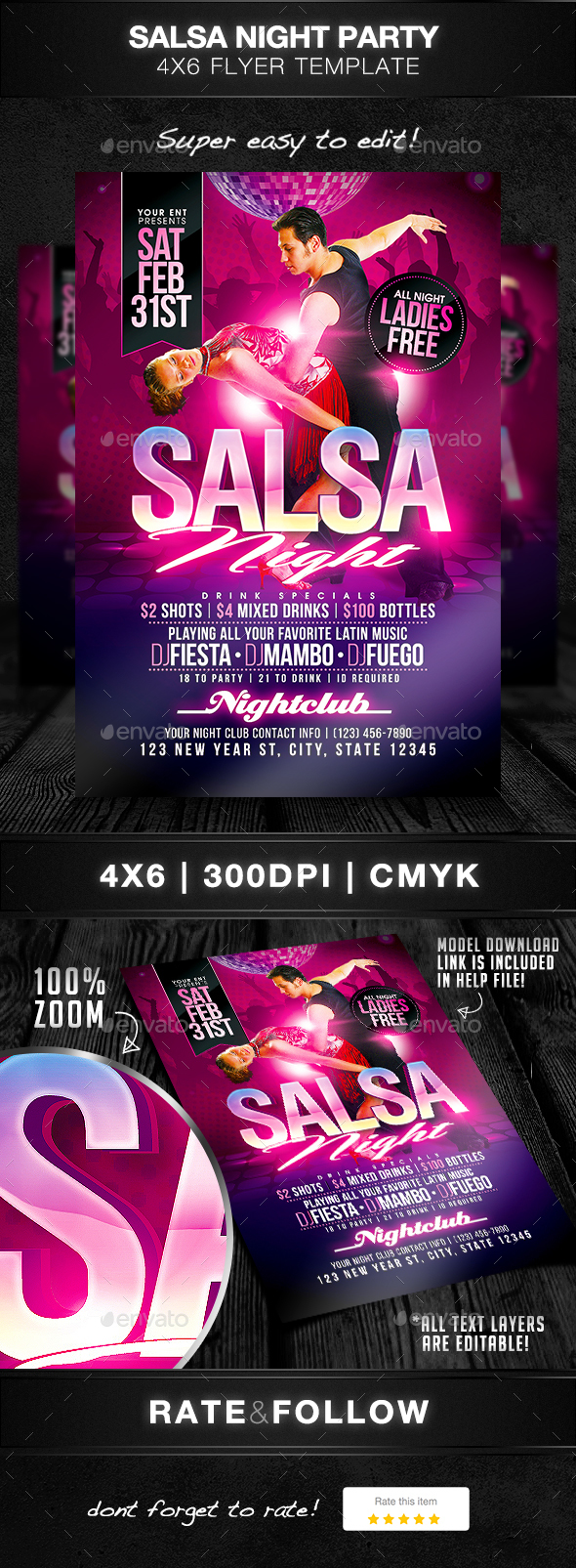 Salsa Night Flyer Template - Clubs & Parties Events