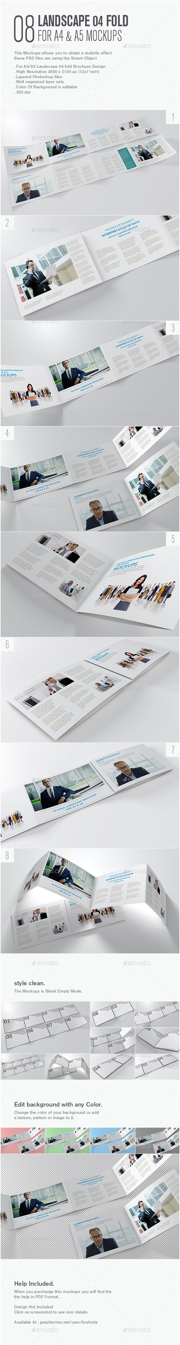 Landscape 04 Fold For A4 & A5 Mockup - Brochures Print