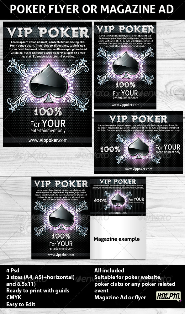 Poker Magazine Ads or flyers Template - Sports Events