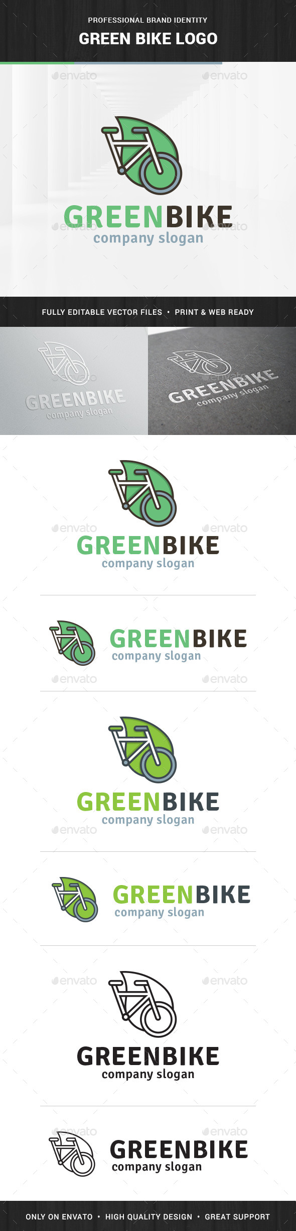 Green Bike Logo Template - Objects Logo Templates