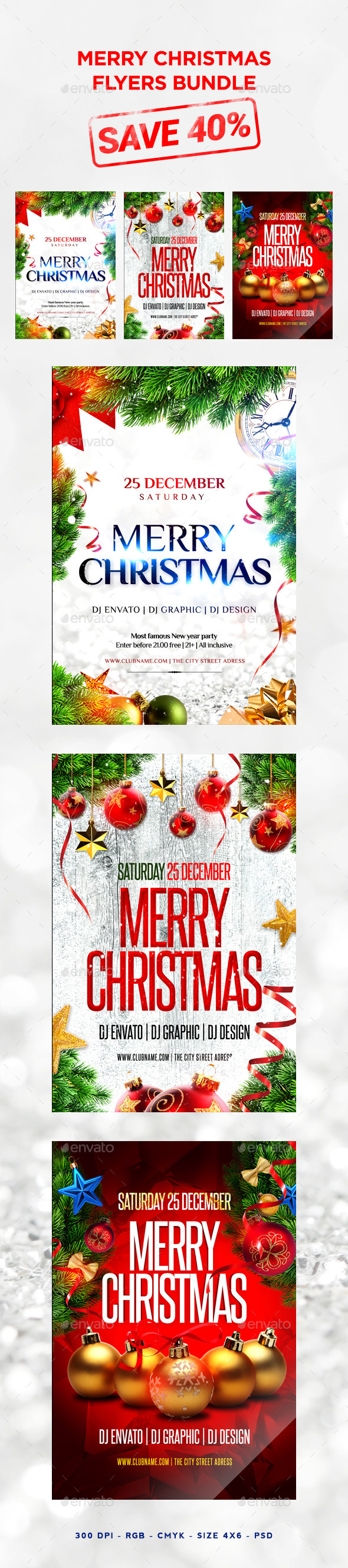 Merry Christmas Flyer Bundle - Clubs & Parties Events