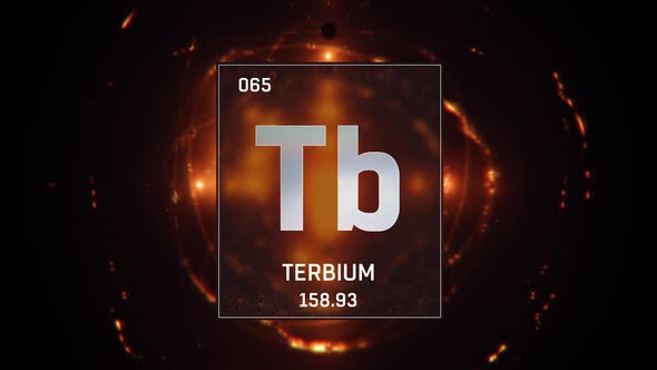 Terbium as Element 65 of the Periodic Table on Orange Background