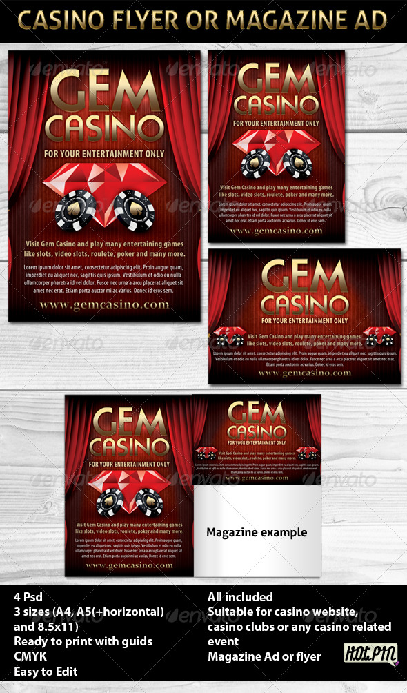Casino Magazine Ads or Flyers Template - Sports Events