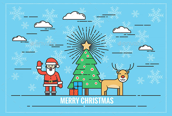 Christmas Flat Line Design Concept - Christmas Seasons/Holidays