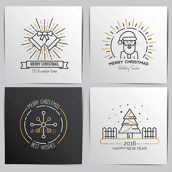 Merry Christmas Outline Greeting Cards - Christmas Seasons/Holidays