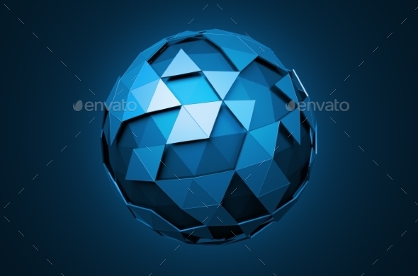 Low Poly Sphere With Chaotic Structure. - 3D Backgrounds