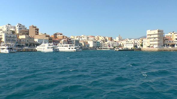 Touristic Boats in Harbor Agios Nikolaos Crete