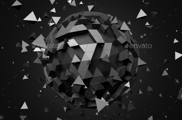 Rendering Of Sphere With Chaotic Particles. - Abstract 3D Renders
