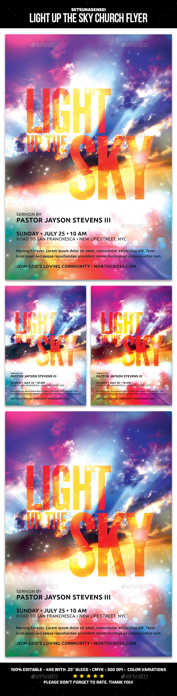 Light Up The Sky Church Flyer - Church Flyers