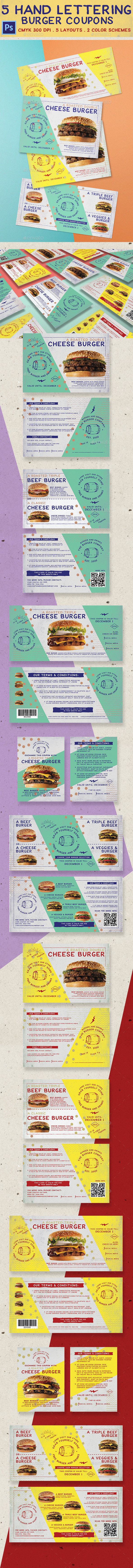5 Fun Hand Lettering Burger Coupon - Loyalty Cards Cards & Invites