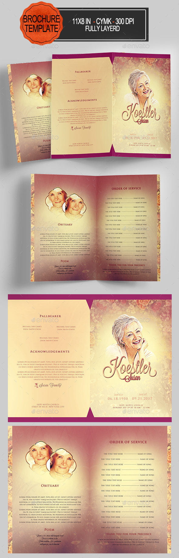 Funeral Program Template - Informational Brochures