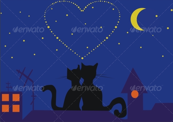Cats at night - Backgrounds Decorative