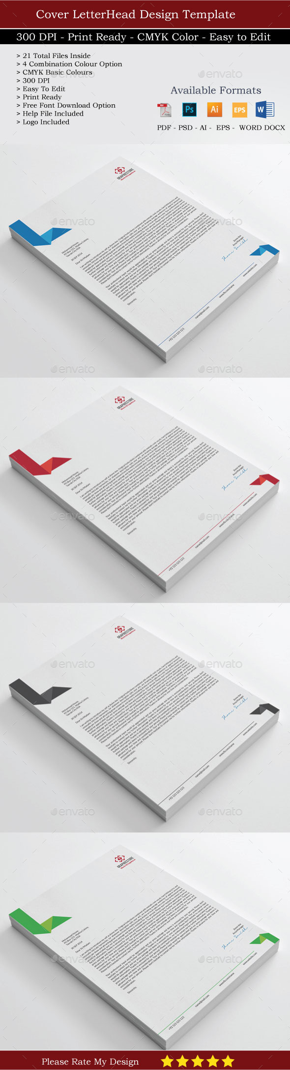 20 Elegant Clean Corporate2 Identity Letterheads - Stationery Print Templates