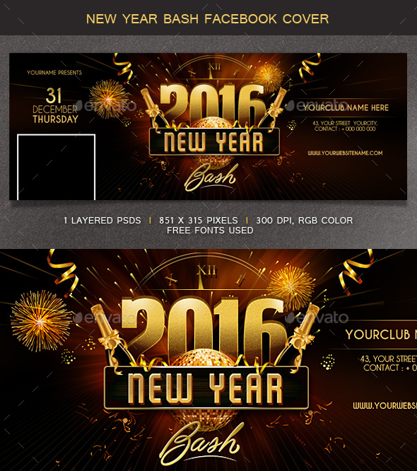 New Year Bash Facebook Cover - Facebook Timeline Covers Social Media