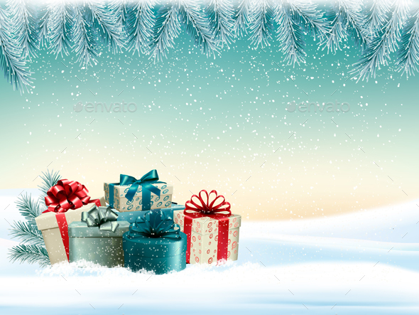 Winter Background with Presents - Christmas Seasons/Holidays
