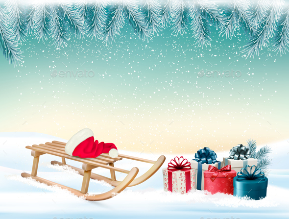 Holiday Christmas Background with Presents - Christmas Seasons/Holidays