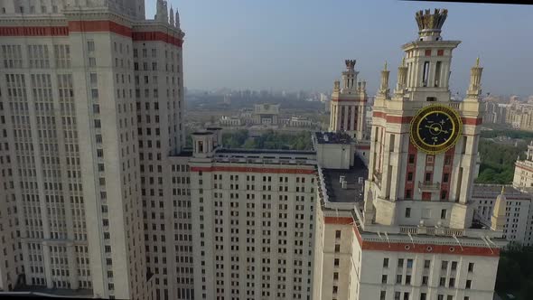 Clocks From Several Sides on the Towers of the Main Building of Moscow State University alt