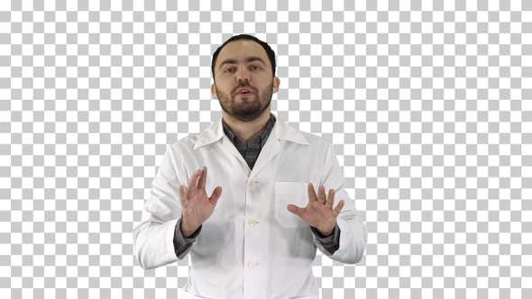 Friendly Male Medicine Therapeutist Doctor Walking and Talking alt