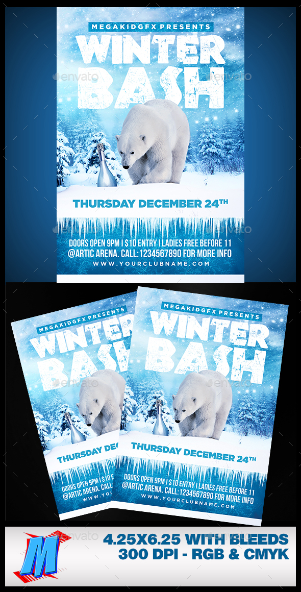 Winter Bash Flyer Template - Clubs & Parties Events