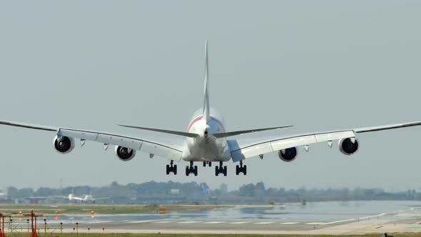 Commercial Airbus A380 Jumbo Jet Plane Landing