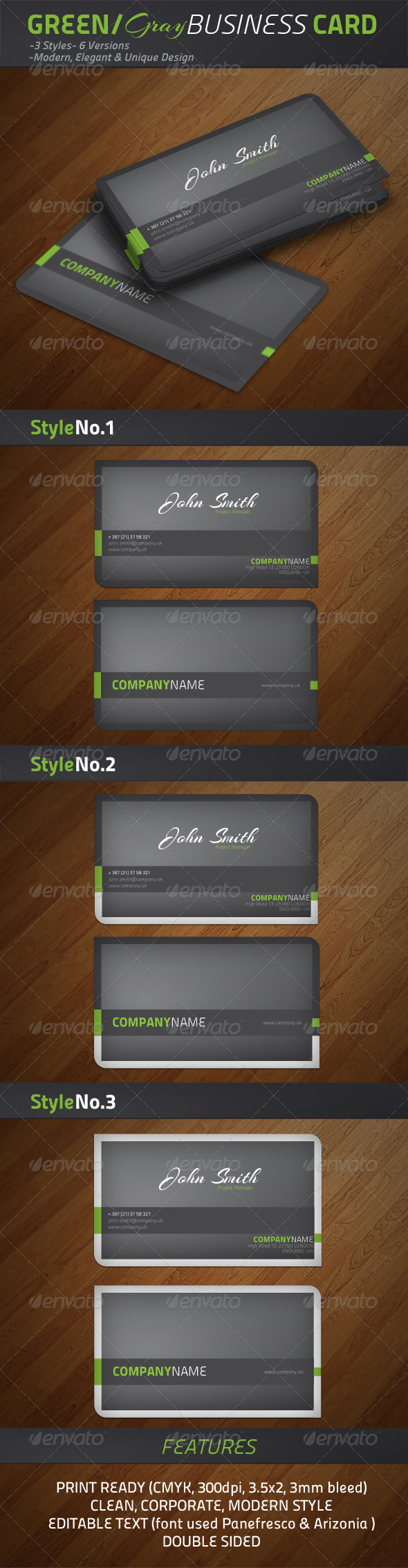 Green/Grey Modern Business Cards - Creative Business Cards