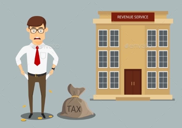 Businessman with Empty Pockets after Paying Taxes - Concepts Business