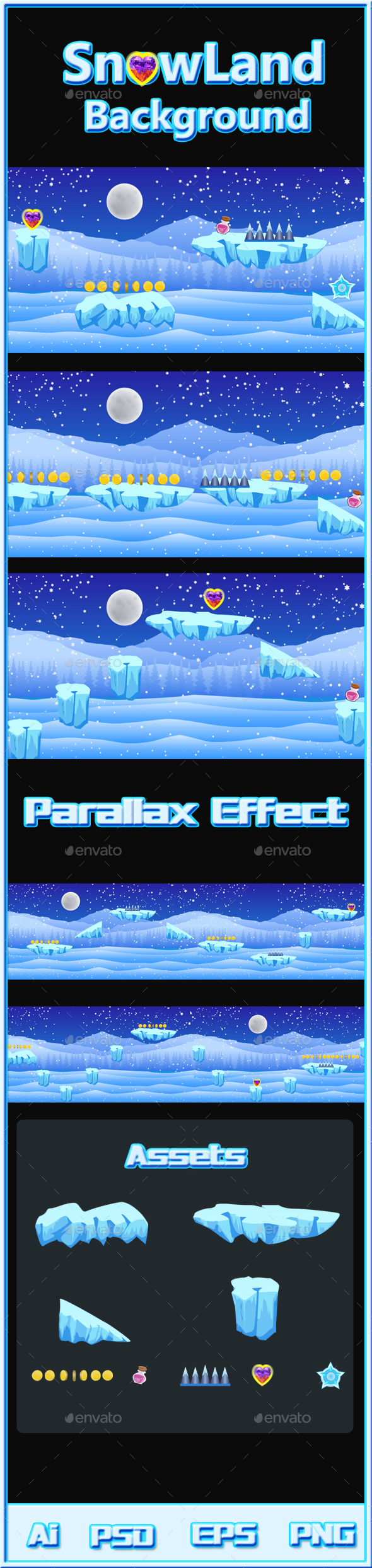 SnowLand Background - Backgrounds Game Assets