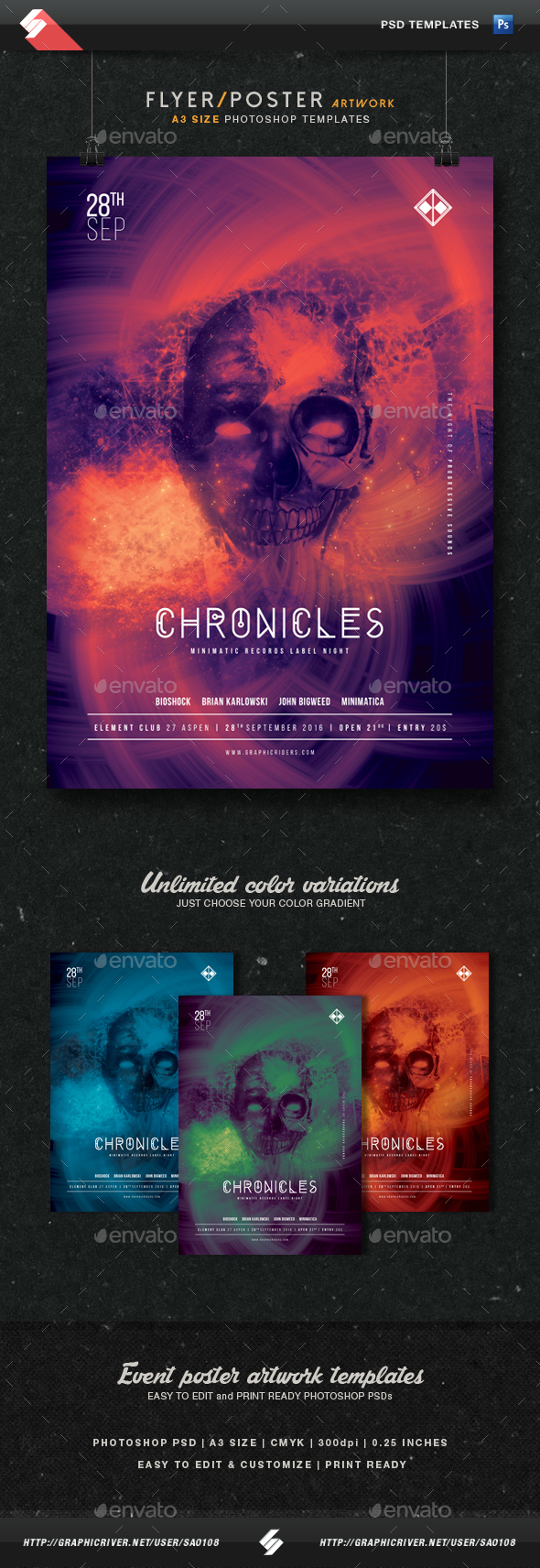 Chronicles - Party Flyer Artwork Template A3 - Clubs & Parties Events