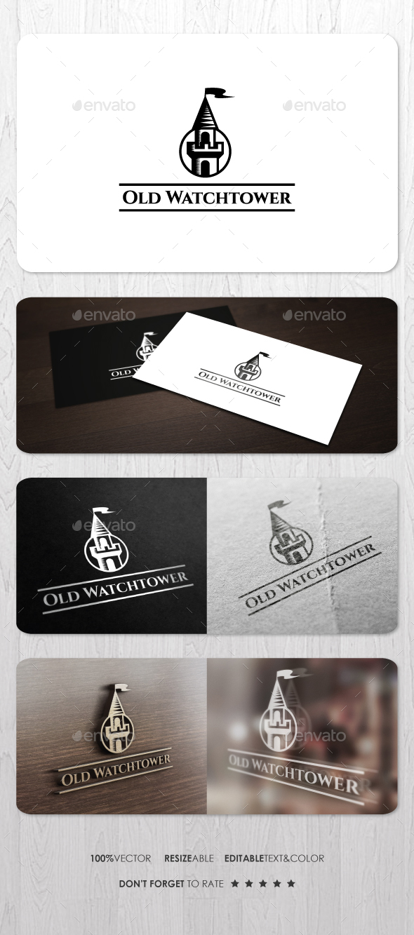 Old Watchtower Logo - Buildings Logo Templates