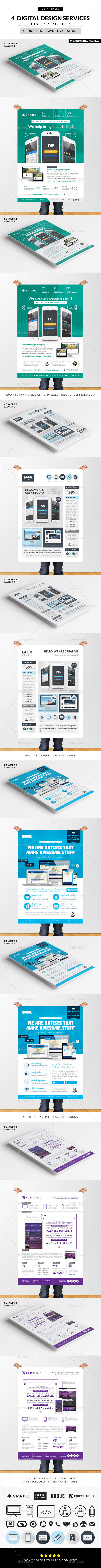 4 Design (Web/App/Graphic) Services Flyer/Poster - Corporate Flyers