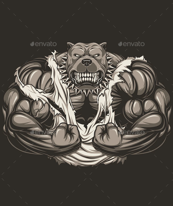 Angry dog bodybuilder - Sports/Activity Conceptual