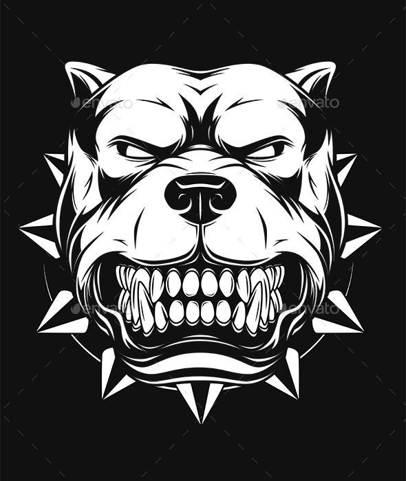 Vector Illustration Angry Pitbull - Animals Characters