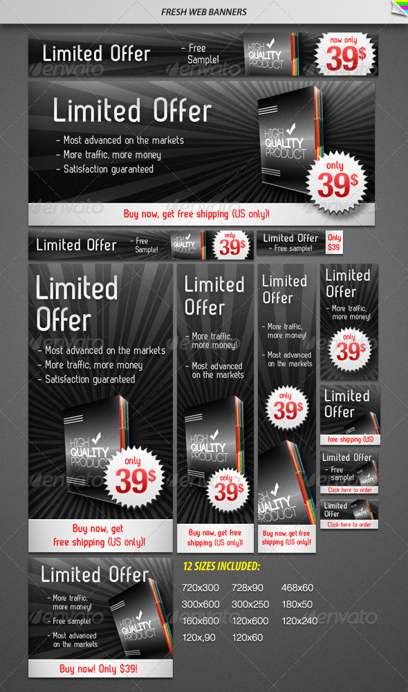 Fresh Web Banners - Banners & Ads Web Elements