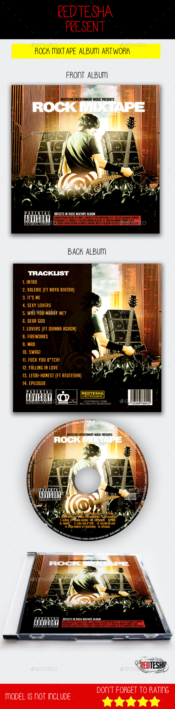 Rock CD Template Mixtape - CD & DVD Artwork Print Templates