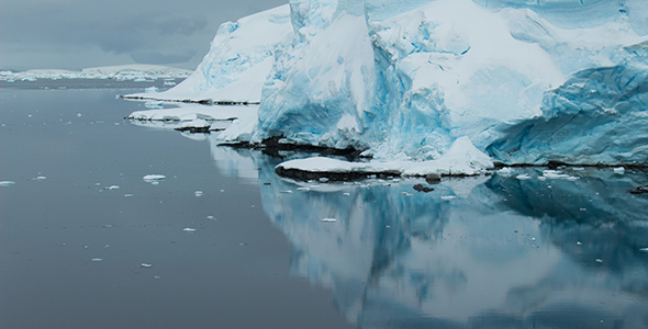 Glacier with Reflection in Antarctica