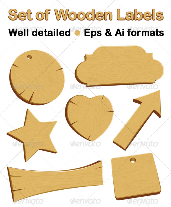 Wooden labels or badges - Miscellaneous Vectors
