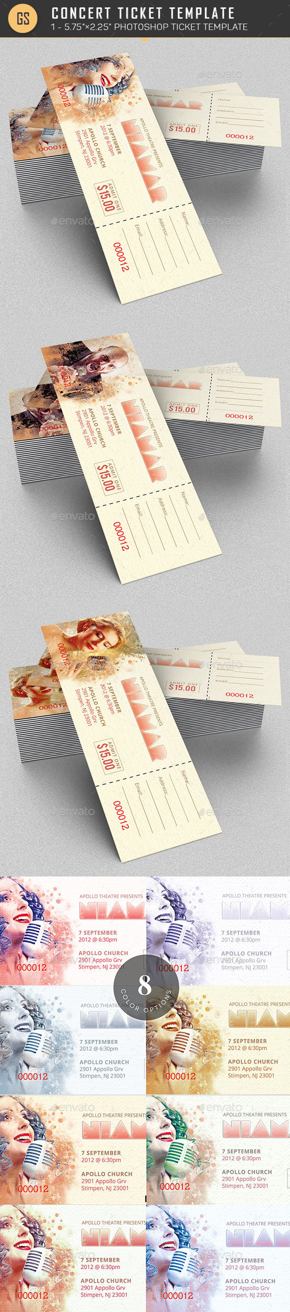 Concert Ticket Template - Miscellaneous Print Templates