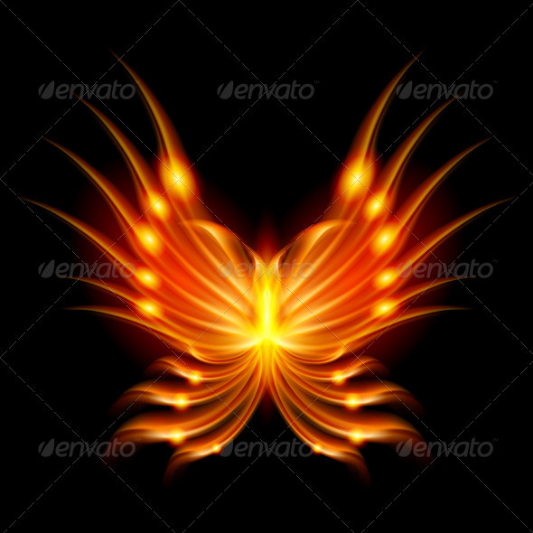 Flying butterfly with fiery wings - People Characters