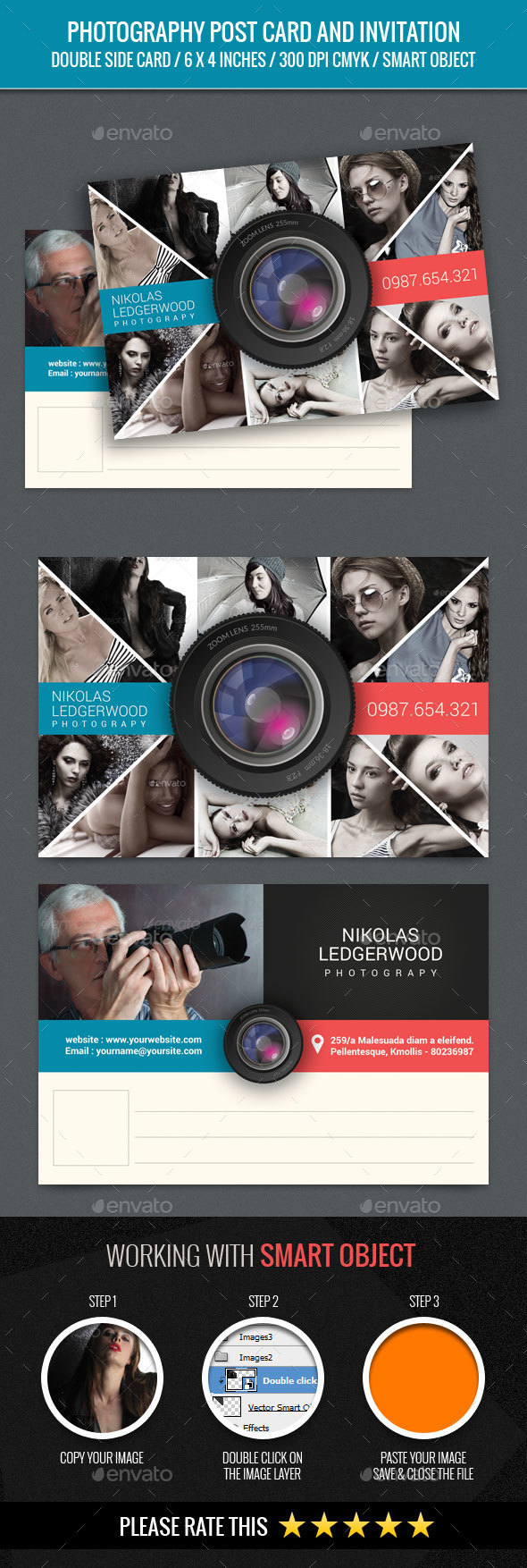 Photographer and Photography Post Card - Cards & Invites Print Templates