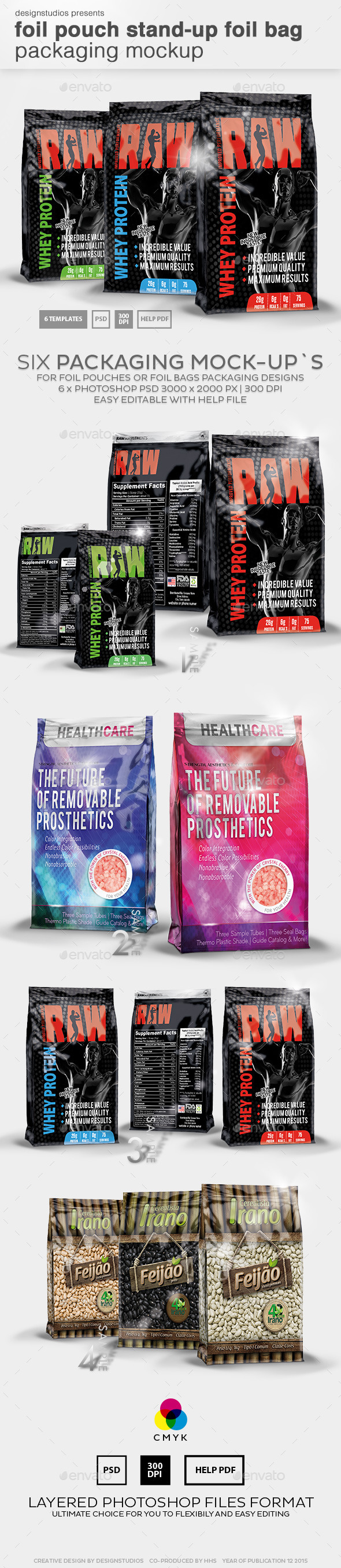 Foil Pouch Stand-Up Foil Bag Packaging Mockup - Product Mock-Ups Graphics