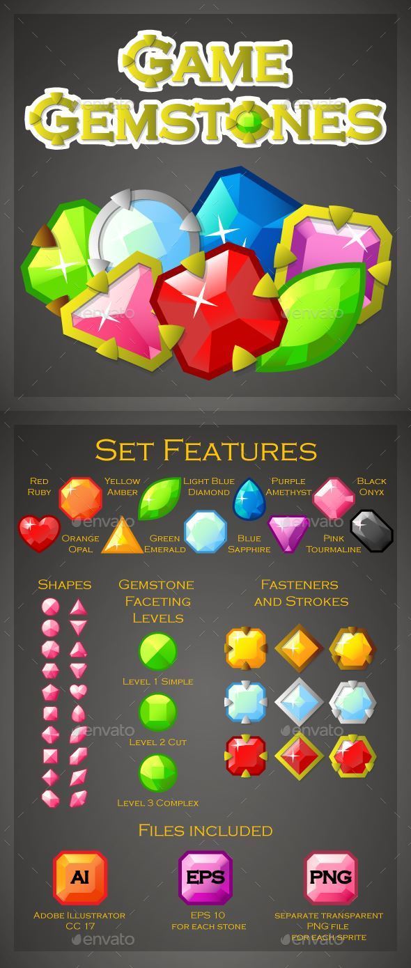 Game Gemstones - Sprites Game Assets