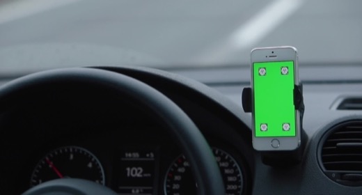 Green Screen Phone in Car Concept Navigation System