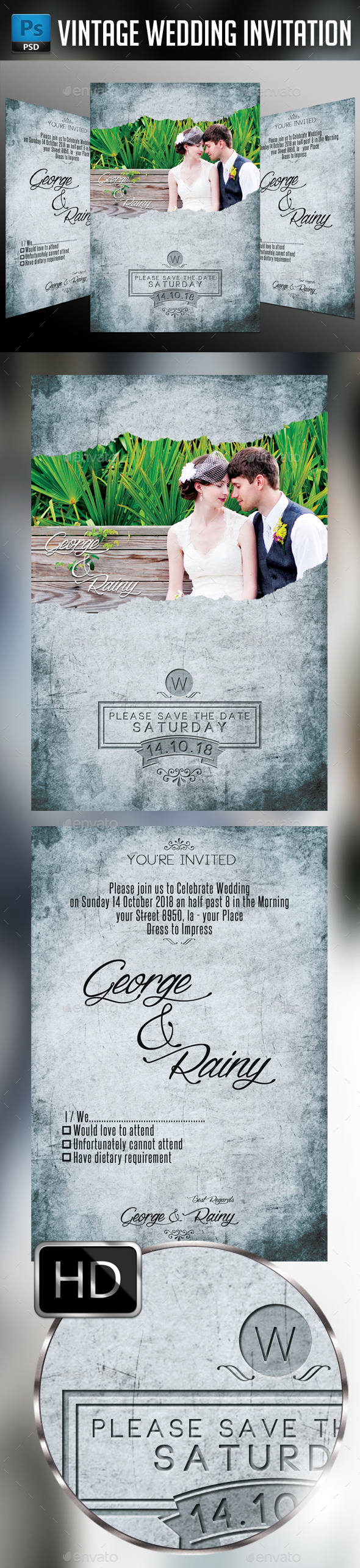 Vintage Wedding Invitation - Weddings Cards & Invites