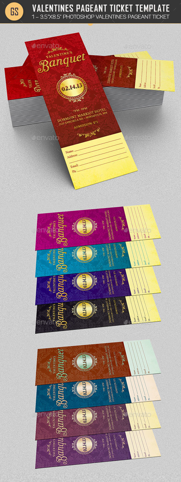 Valentines Pageant Ticket Template - Miscellaneous Print Templates