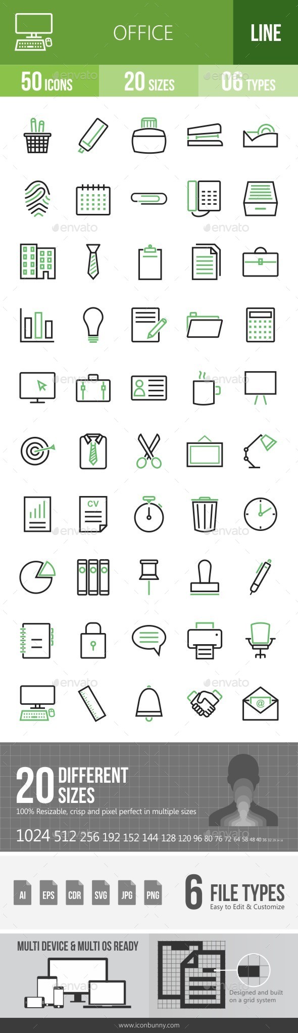 Office Green & Black Icons - Icons