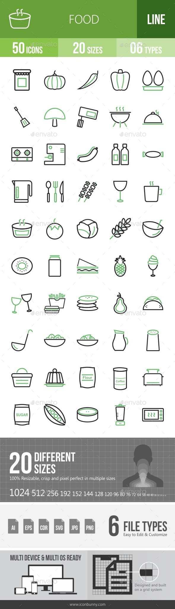 Food Green & Black Icons - Icons