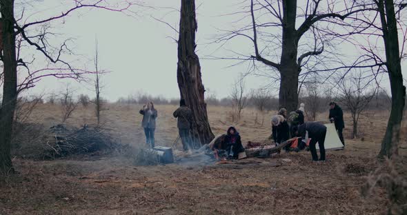 Refugees Settling In Forest During War Crisis alt